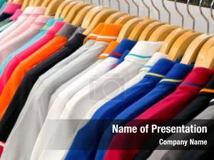 Row of T shirts in Store PowerPoint Template