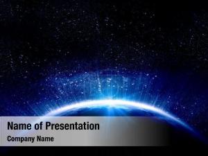 Blue Sunrise in Space PowerPoint Template