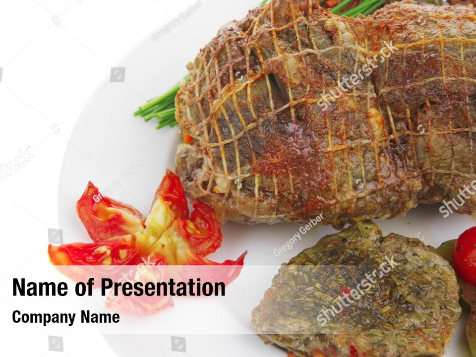 Grid roast meat chives plate PowerPoint Template Grid roast meat