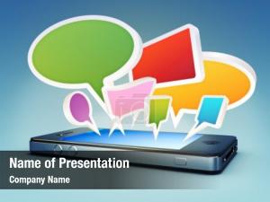 Media smartphone social chat bubbles PowerPoint Template