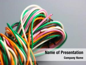 Multicolored Wires On Orange Background PowerPoint Template