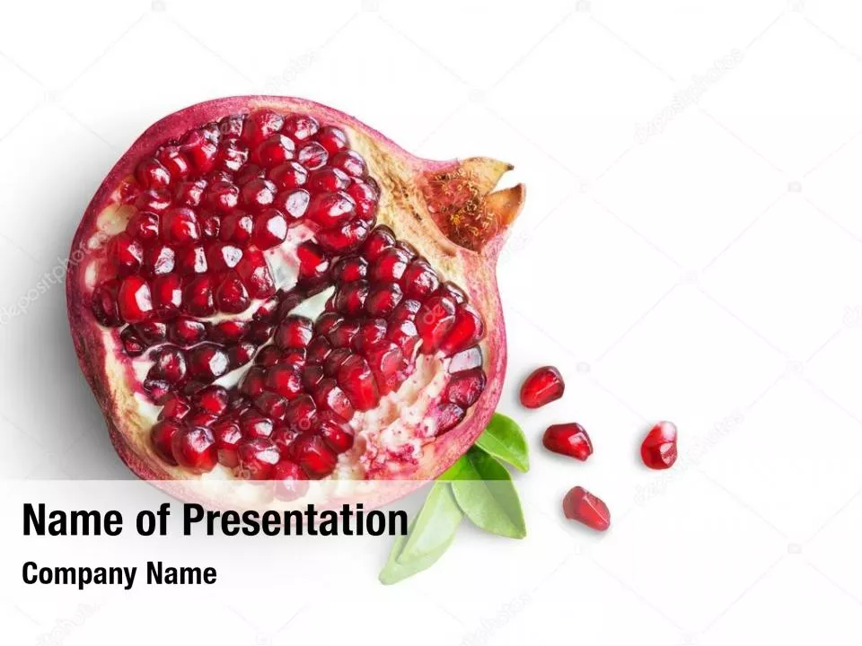 Pomegranate On A Green White Background