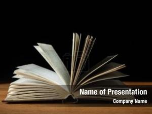 Open Book At The Table PowerPoint Template