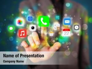 Colorful Media Application Icons PowerPoint Template