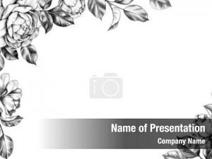 Floral Black and White Border PowerPoint Template