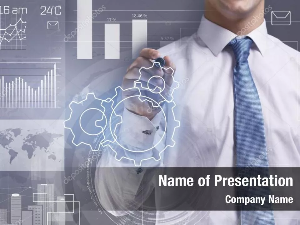 Businessman Drawing on Virtual Screen