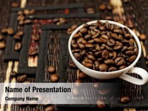Coffee Beans And Ceramic Coffee Cup PowerPoint Template