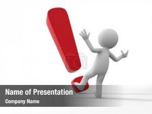 3D Human And Green Exclamation Mark Cube PowerPoint Template