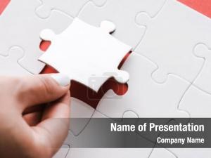 White Jigsaw on Red PowerPoint Template
