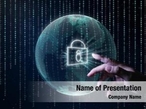 A Hand Touching Global Virtual Network PowerPoint Template