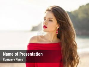 Girl in Red Free PowerPoint Template