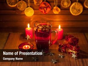 Christmas Decorations And Candles PowerPoint Template
