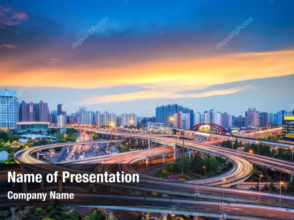 Sunset Overpass On A Highway