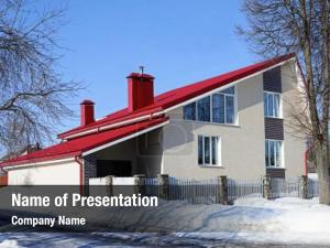 Red Roof Cottage PowerPoint Template