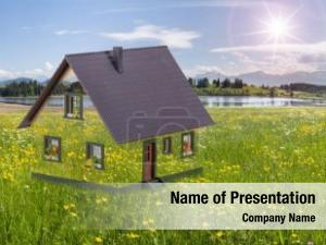 Beautiful model house landscape  PowerPoint Template