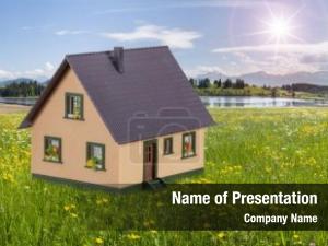 Beautiful model house landscape  PowerPoint Template