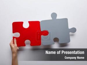 Red top view grey puzzles PowerPoint Template