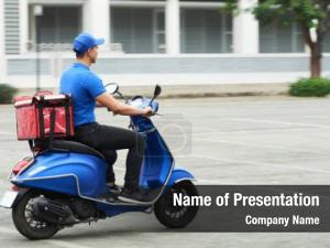 Delivering courier scooter food  PowerPoint Template