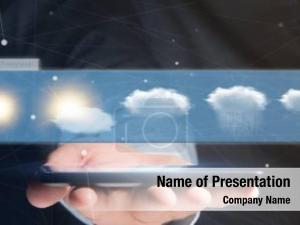 Holding view businessman weather forecast PowerPoint Template