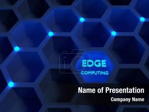 Blue honeycomb network glowing nodes PowerPoint Template