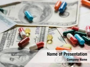 Pills close multicolored money 