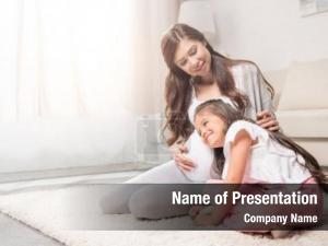 Her pregnant woman little daughter PowerPoint Template