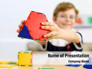 Boy little kid glasses playing PowerPoint Template