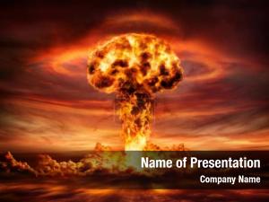 Explosion nuclear bomb mushroom cloud PowerPoint Template