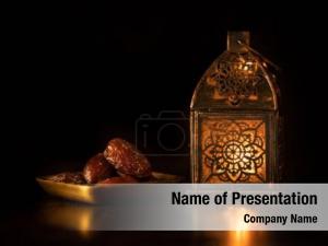 Arabic traditional ornamental lantern burning