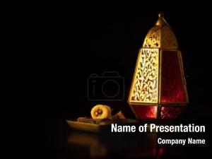 Arabic traditional ornamental lantern burning