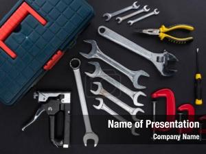 Shot top view toolbox various PowerPoint Template