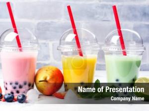 Iced refreshing homemade milky bubble PowerPoint Template