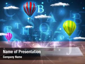 Glowing Fantasy Clouds and Balloons PowerPoint Template