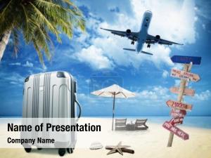 Travel beach suitcase tourism concept