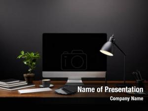 Graphic close view designer workplace PowerPoint Template