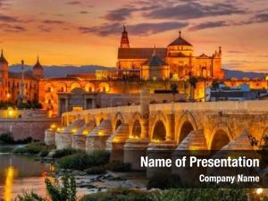 Mosque cathedral evening view roman bridge