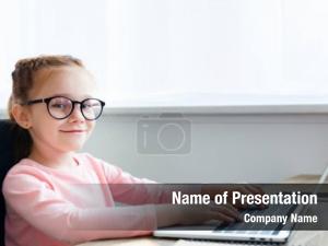 Eyeglasses beautiful kid using laptop