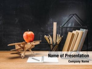 Apple close view wooden toy PowerPoint Template