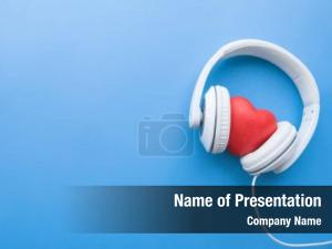 Wired top view headphones red PowerPoint Template