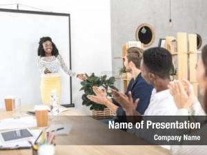 Applauding multicultural colleagues african american PowerPoint Template