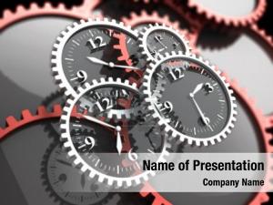 Gears, abstract clock time concept PowerPoint Template