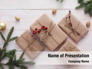 Boxes christmas gift fir tree PowerPoint Template