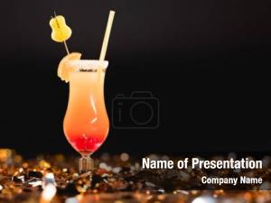 Straw sweet cocktail golden confetti PowerPoint Template