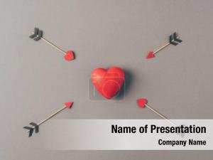 Red top view heart between PowerPoint Template