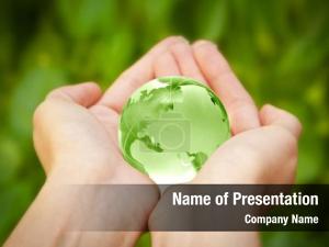 Green World in Human Hands PowerPoint Template