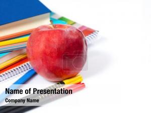 Knowledge Apple and Colored Pencils PowerPoint Template