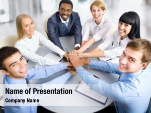 Business Team Showing Unity PowerPoint Template