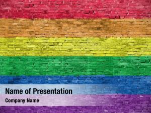 Over rainbow flag old brick PowerPoint Template