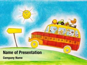 School Bus As Childish Picture PowerPoint Template