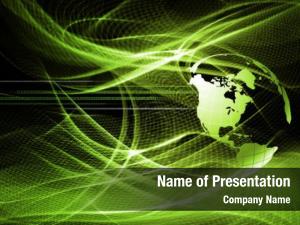 Green Waves Globe PowerPoint Template
